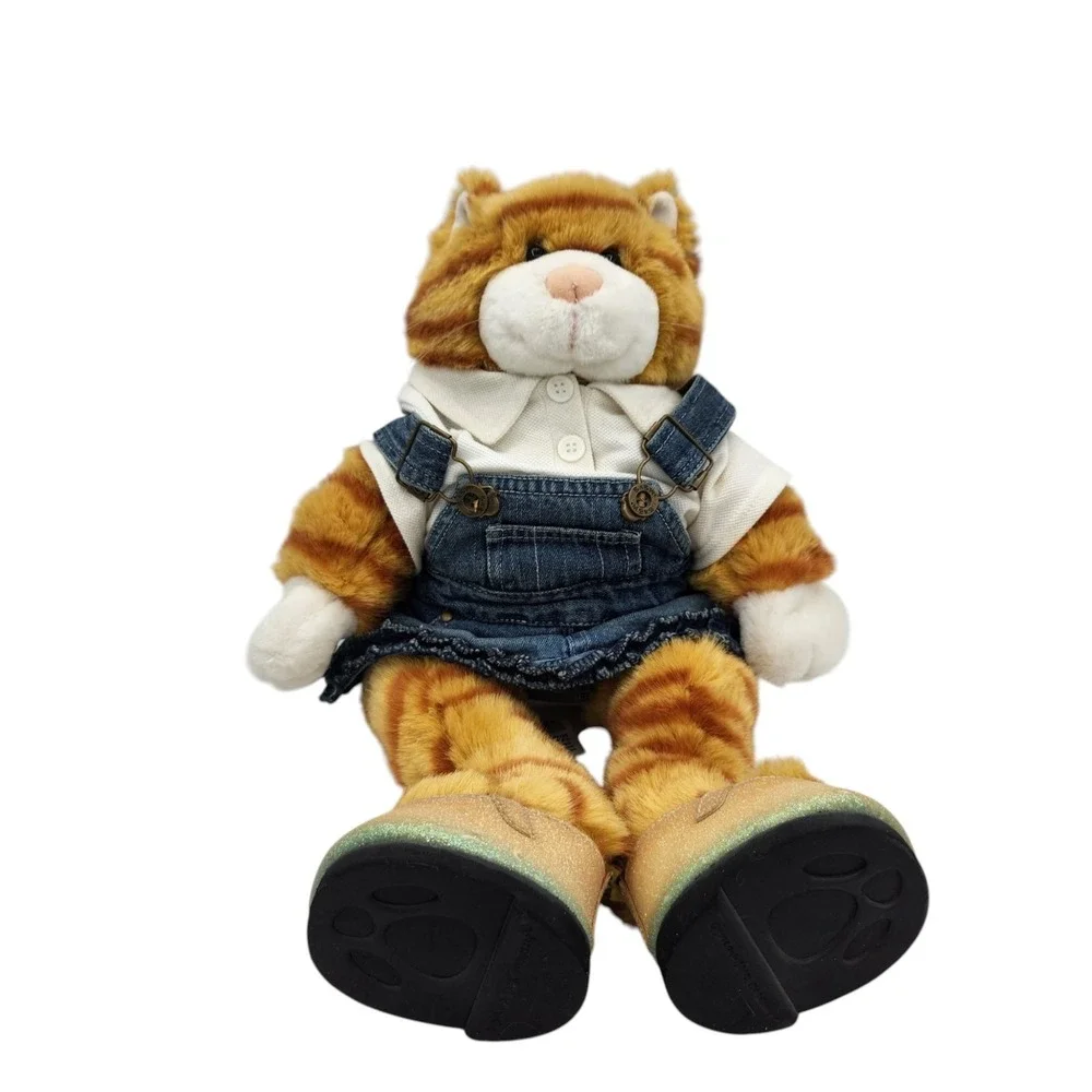 Build A Bear Orange Tabby Cat Kitty Shirt‎ Overall Dress Shoes Stuffed Animal
